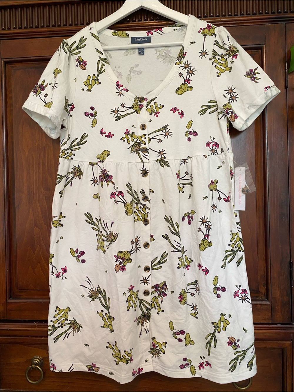 ModCloth NWT Easy Day Smock Dress in Western Desert Cactus print button front S